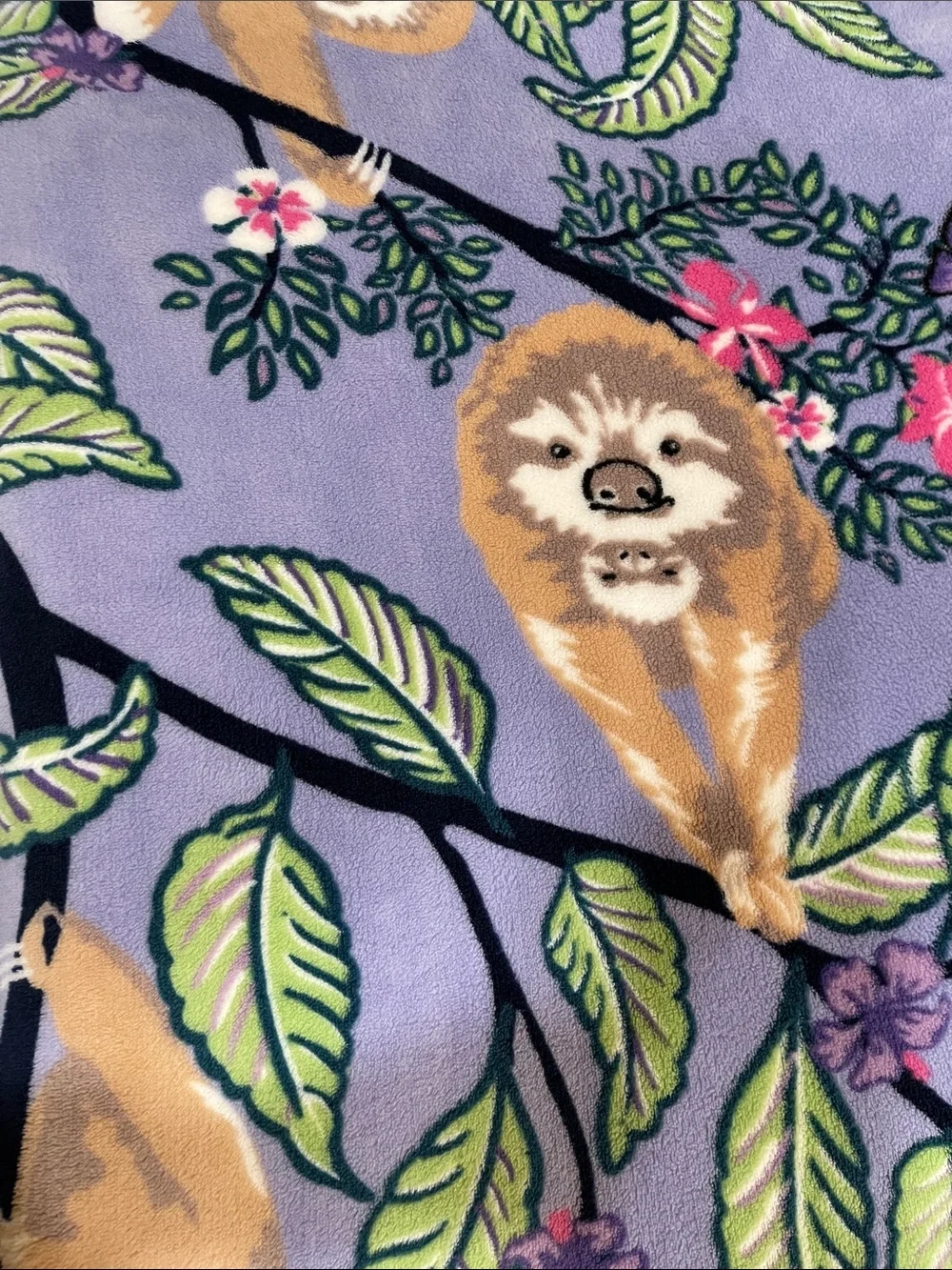 Vera Bradley Light Purple, Sloth Print Throw; 80” X 104”
